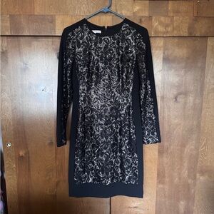 Maggy London Black and Silver Long Sleeve Dress